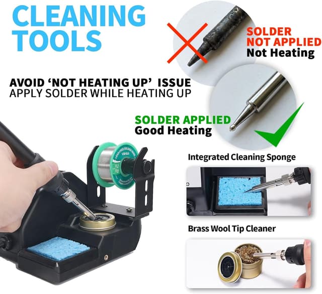 Detalle de YIHUA 926LED-IV 60W Lötstation mit 90–480°C, Entlötpumpe & Zubehör-Set (inkl. 2 helfenden Händen)