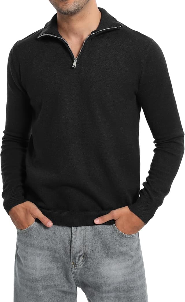 Detalle de Pull homme Yukiuiny col zippé effet haut roulé Noël flocon de neige