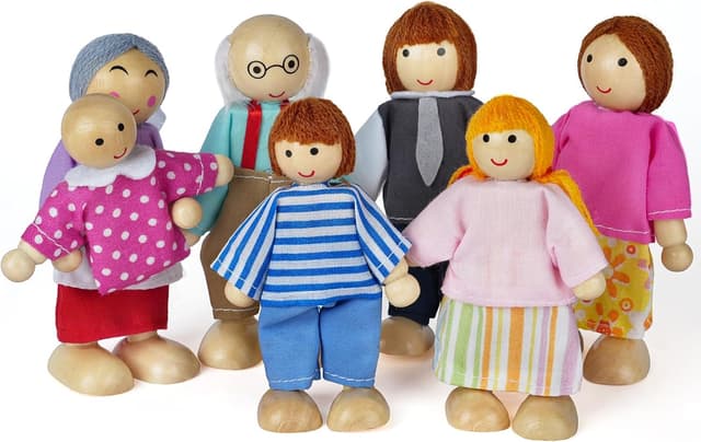 Imagen de Aolso Wooden Family Dolls 7pc playset en OfertitasTOP