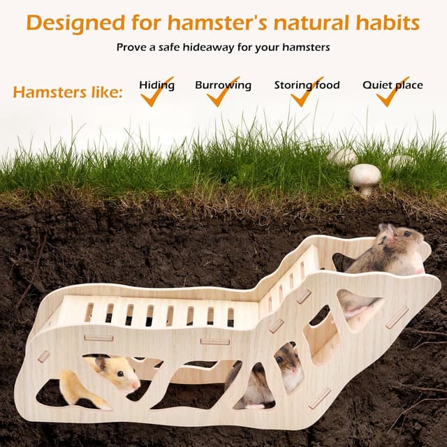 Thumbnail 4 de 3-piece Natural Wooden Hamster Game Platform