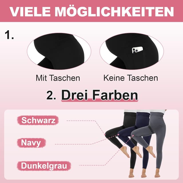 Detalle de HIPOWER 2er Pack Umstandsleggings High Waist