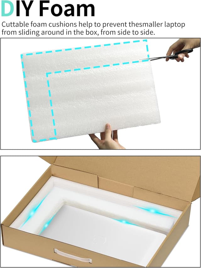 Detalle de ALASHI laptop shipping box with protection foam (up to 17.3-inch), cardboard secure mailer in brown