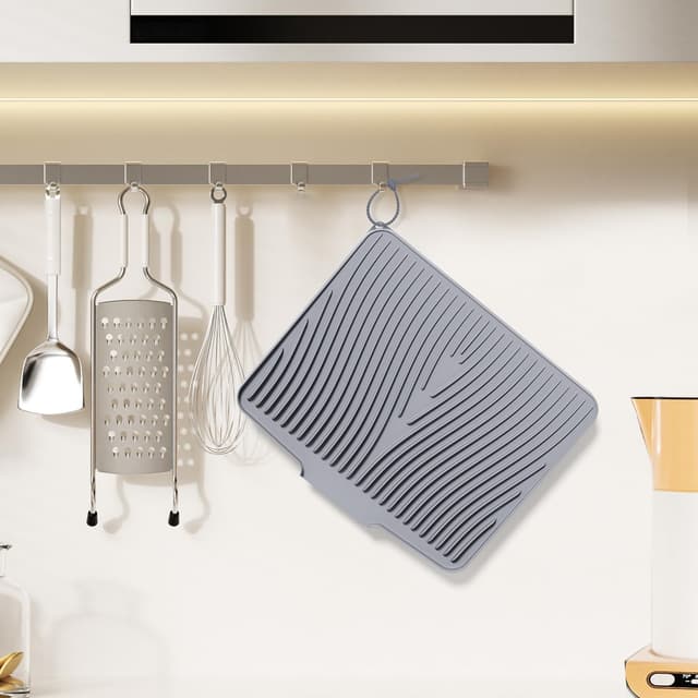 Detalle de COPLIB Silicone Dish Drying Mat for Kitchen Counter (15.8" x 13") in Grey