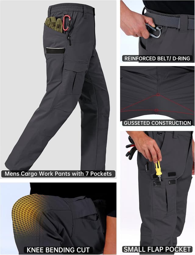 Detalle de CNBQDD Men’s Waterproof Ripstop Cargo Work Pants (7 Pockets)