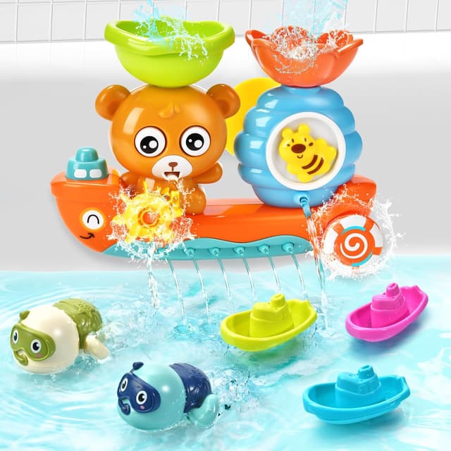 Thumbnail 6 de Toddler Bath Toys Waterfall Monkey Spinning Gear Set for Ages 1–3 (with Suction Cups and Cups)
