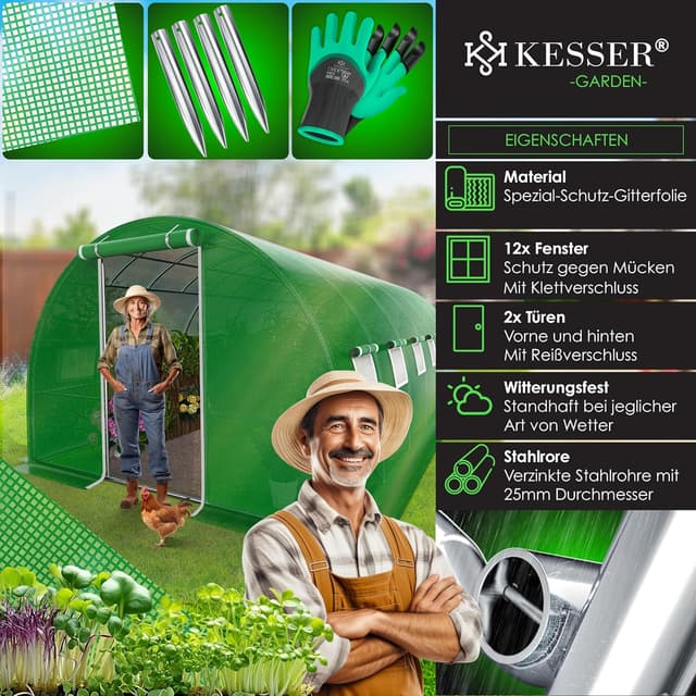 Thumbnail 3 de KESSER Folientunnel 600x300cm 170g/m²