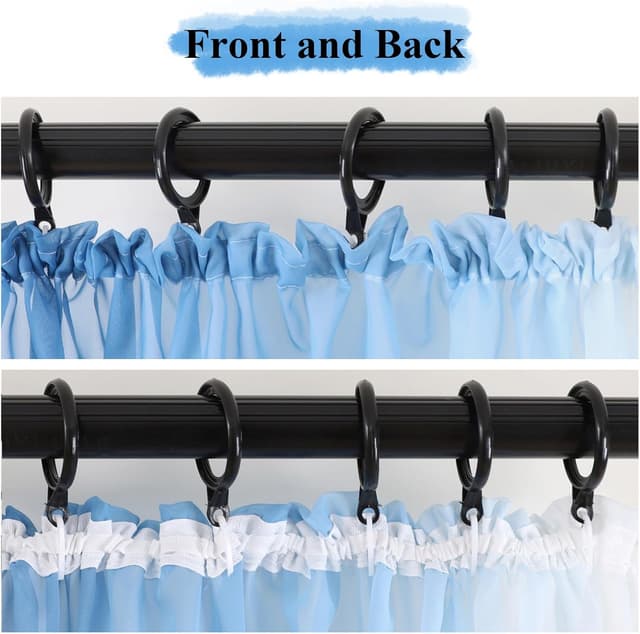 Detalle de L.Z.E Blue White Voile Curtains 57 Inch Drop