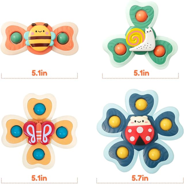 Thumbnail 4 de Baby Suction Cup Spinning Top Toys 4 pcs