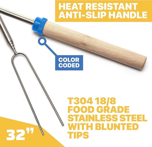 Detalle 2 de Grill Guru S’mores Sticks for Fire Pit (32 in, 10-Pack) Stainless Forks for Outdoor Roasting