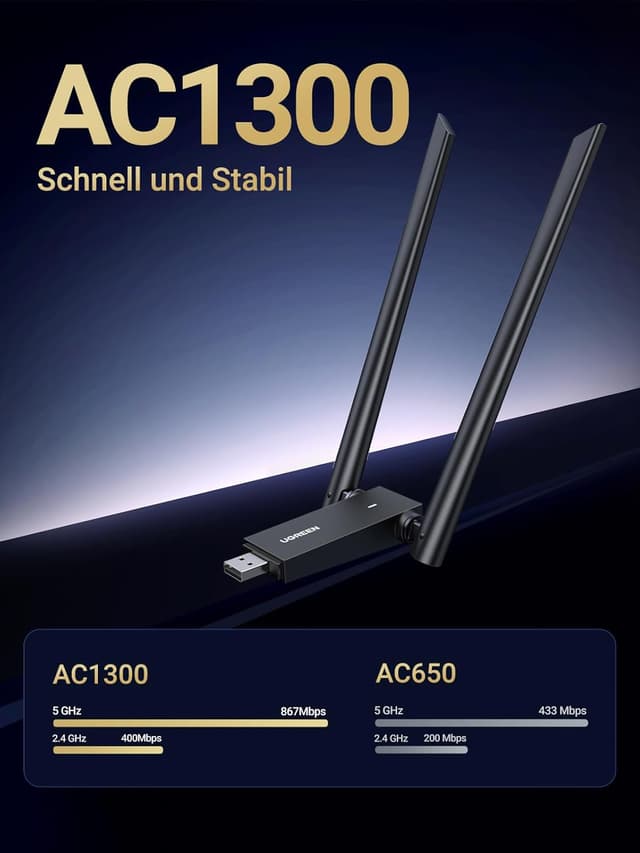 Thumbnail 1 de UGREEN AC1300 WLAN Adapter für PC