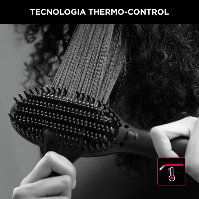 Detalle de Rowenta x Karl Lagerfeld CF582L Powerstraight spazzola riscaldante lisciante in ceramica, per tutti i tipi di capelli