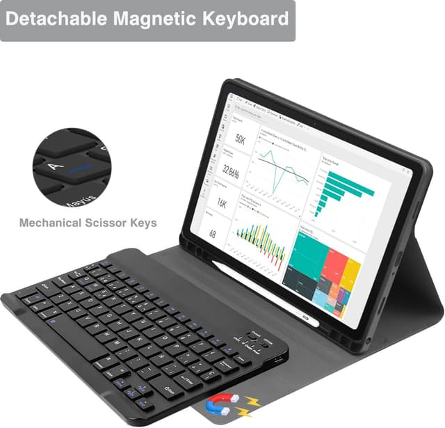 Thumbnail 6 de XOKUWU Keyboard Case for Samsung Galaxy Tab A9+ 11 inch (SM-X210/X216/X218) 2023 with detachable Bluetooth keyboard and S Pen holder