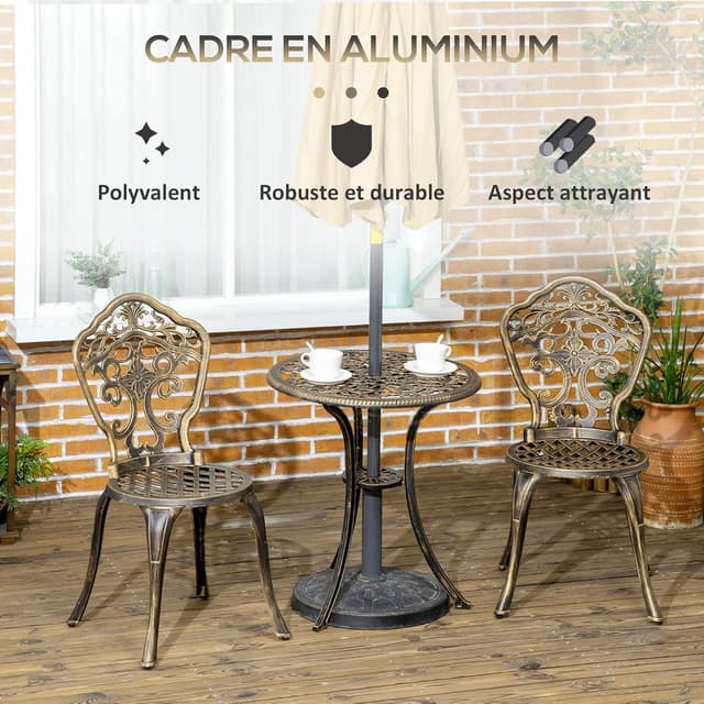 Detalle 2 de Outsunny Ensemble bistrot en aluminium 2 places