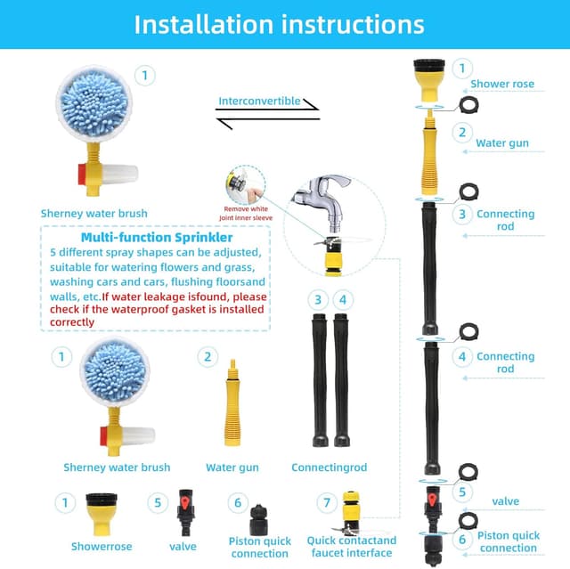 Thumbnail 6 de FEMBW Rotating Car Wash Brush & Automatically Foams Car Wash Kit (long handle, hose attachment, pressure washer gun)