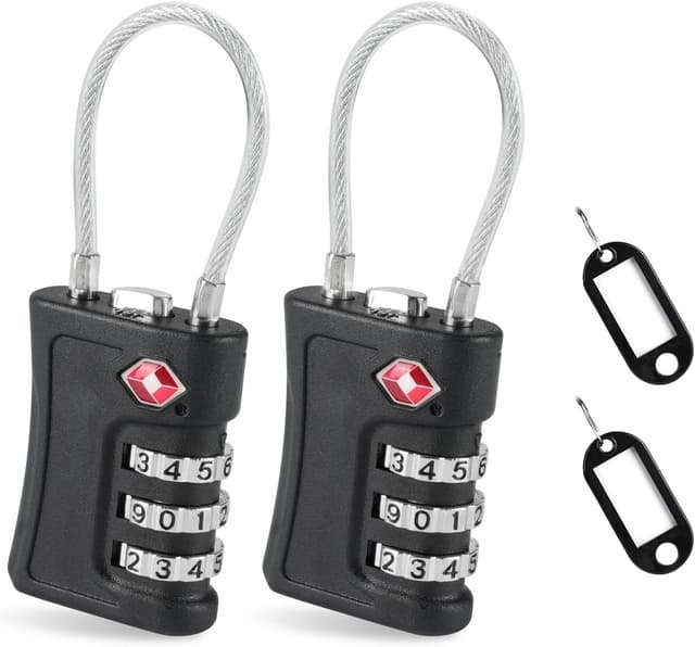 Detalle 2 de Flintronic lot de 2 cadenas à code à 3 chiffres TSA avec câble 14 cm