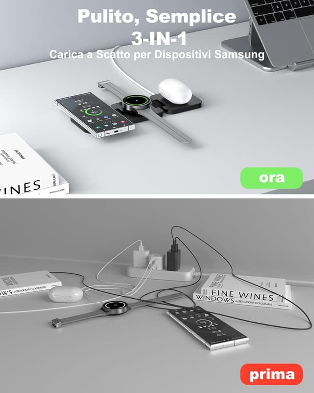 Detalle 2 de KU XIU Stazione di ricarica wireless 3 in 1 per Samsung