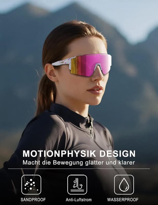 Detalle de DUDUKING Fahrrad-Sonnenbrille mit UV400-Schutz und Baseball-Brillenrahmen (31 g)