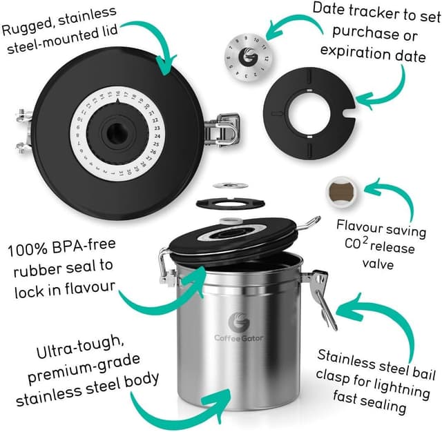 Detalle 2 de Coffee Gator Kaffeedose Edelstahl, 304