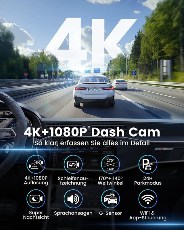 Detalle 2 de SIGRILL Dashcam Auto 4K+1080P