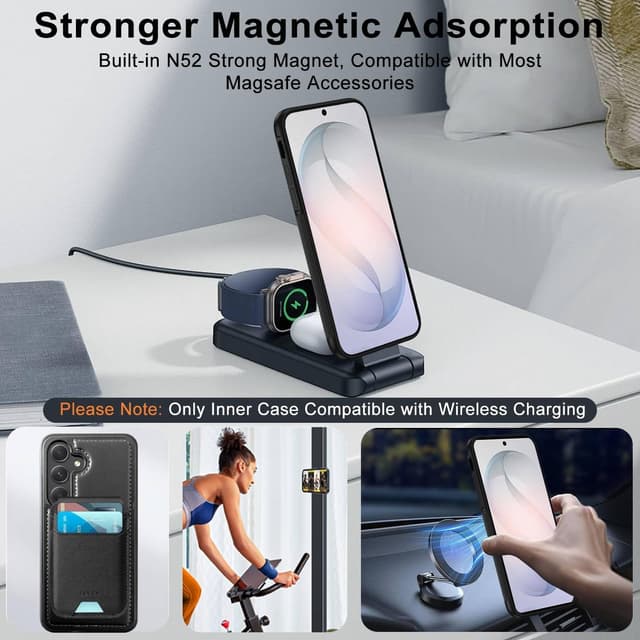 Detalle de XTCASE Cover magnetica per Samsung Galaxy S26 5G con portafoglio 2 in 1 rimovibile, antiurto e chiusura magnetica (nera)