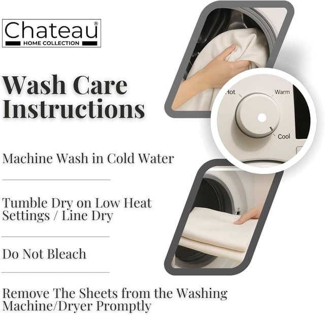 Detalle 2 de CHATEAU HOME COLLECTION Egyptian Cotton Queen Sheet Set (400-Thread-Count) Deep Pocket – Soft Cooling Sateen, White