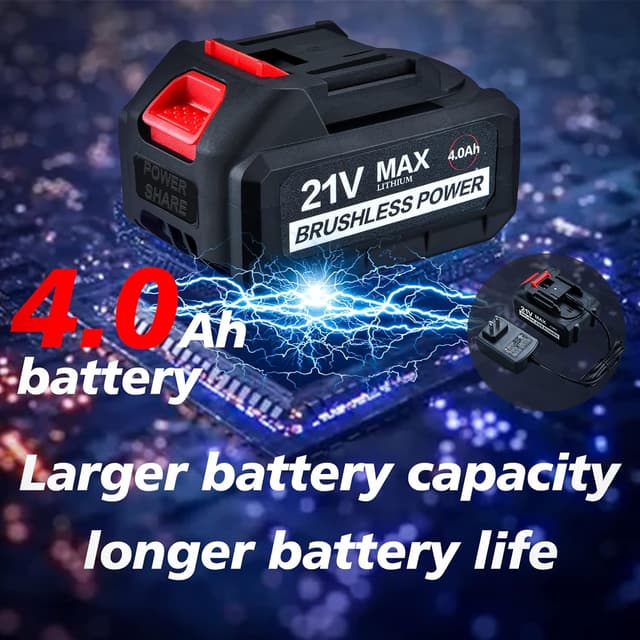 Detalle 2 de AOBEN 21V Cordless Impact Wrench (400 N.m Max Torque, 3000 RPM) with 4.0Ah Battery + 6 Socket Set