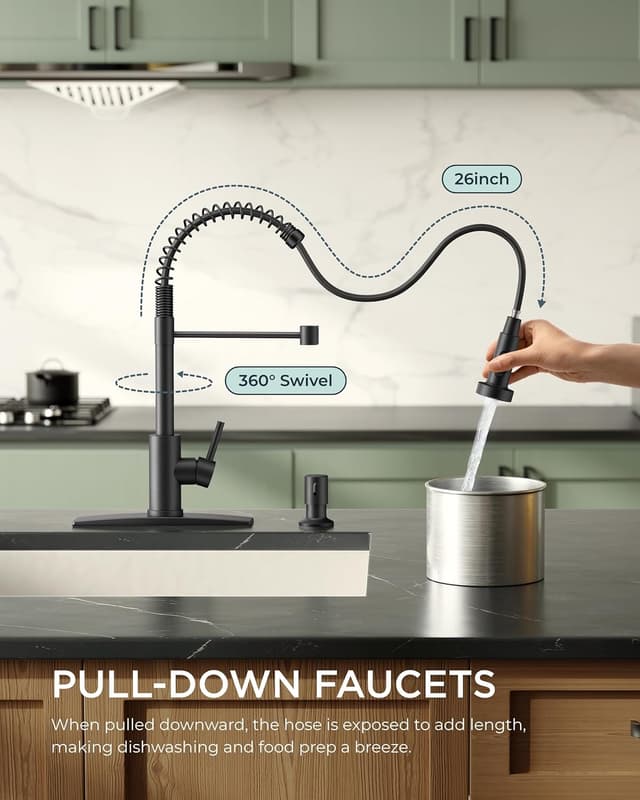 Thumbnail 2 de FORIOUS Black Kitchen Faucet 18.9 in