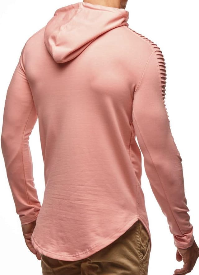 Detalle de Leif Nelson LN-6369 Felpa con cappuccio uomo salmone rosa (Small)