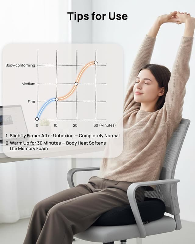 Thumbnail 6 de Feagar Hämorrhoiden Sitzkissen mit Sitzring & Memory-Schaum – Steißbein-Entlastung für Büro, Auto und Rollstuhl