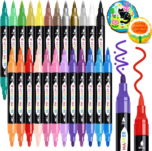 Detalle de TBC The Best Crafts 24 Colours Dual Tip Acrylic Paint Markers 🎨