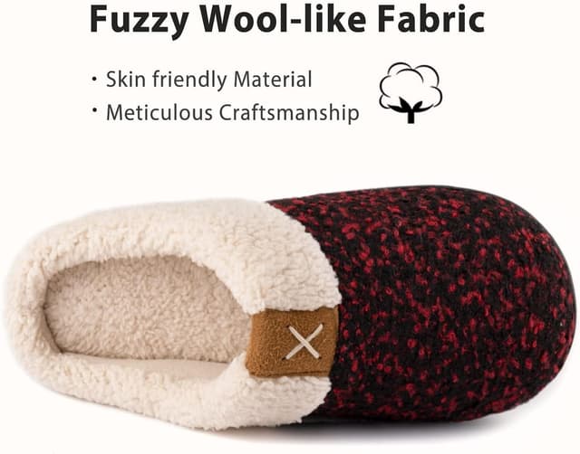 Detalle 2 de ULTRAIDEAS Ladies’ Cozy Memory Foam Slippers with faux plush fleece lining and anti-skid rubber sole