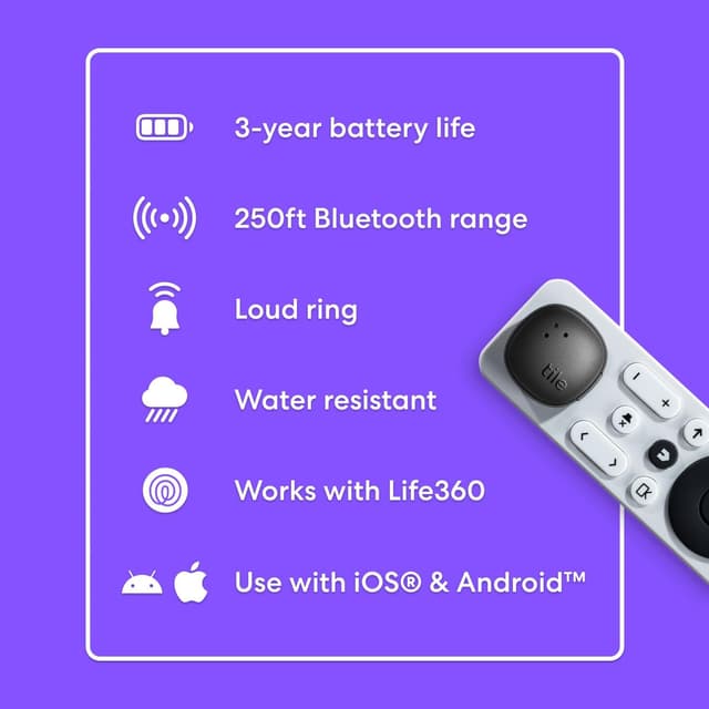 Thumbnail 6 de Tile by Life360 Sticker (Small Bluetooth Tracker) – Black adhesive tracker for bikes, glasses and more