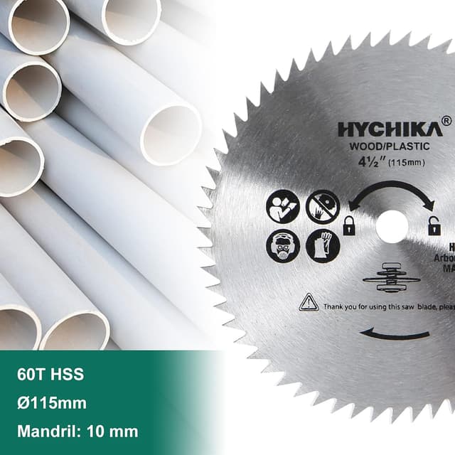 Detalle de HYCHIKA Lame per sega circolare da 115 mm con 3 dischi (24T TCT, 60T HSS, 9T diamantato) per legno, metallo morbido e piastrelle
