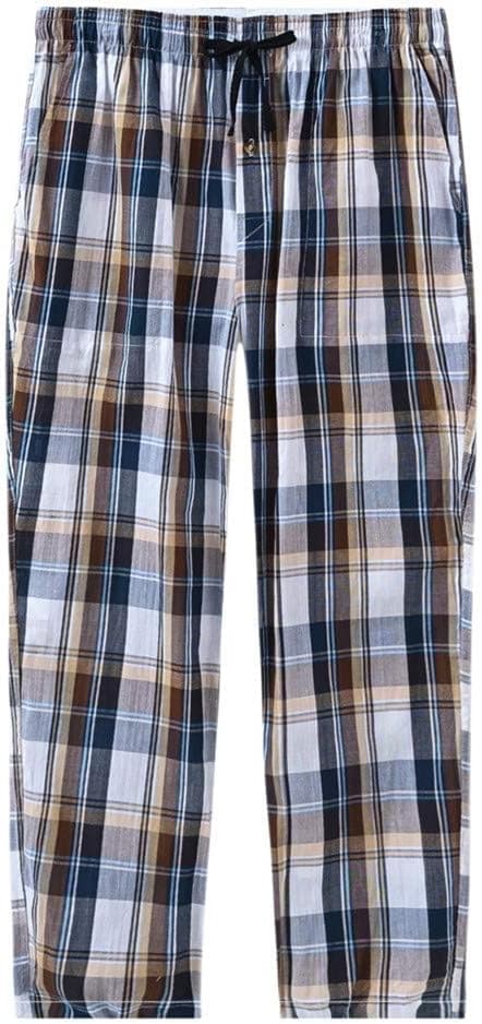 Detalle 2 de MoFiz Men’s Ultra Lightweight Cotton Pajama Pants (Plaid) with Pocket, Drawstring, 3-Pack