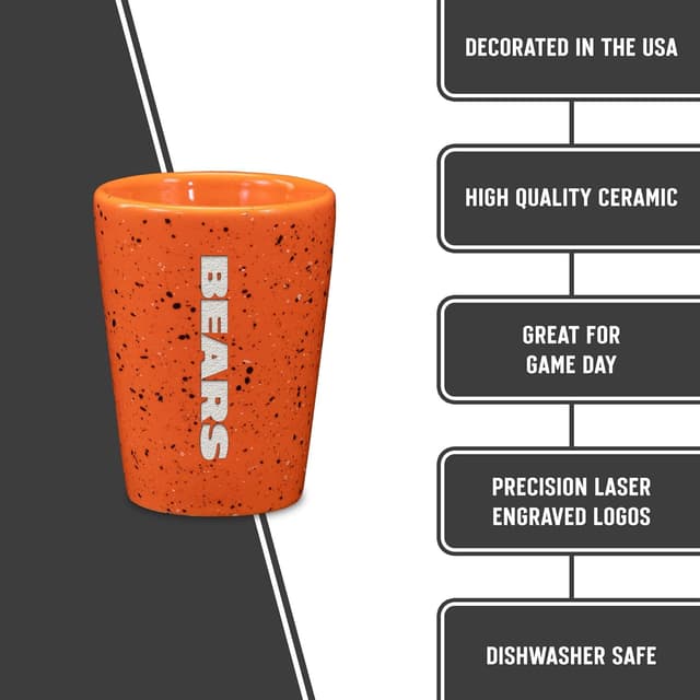 Detalle de Rico Industries NFL Football Primary OR Wordmark Logo 2oz Ceramic Shot Glass (Laser Engraved, Team Color) for Washington Huskies Fans