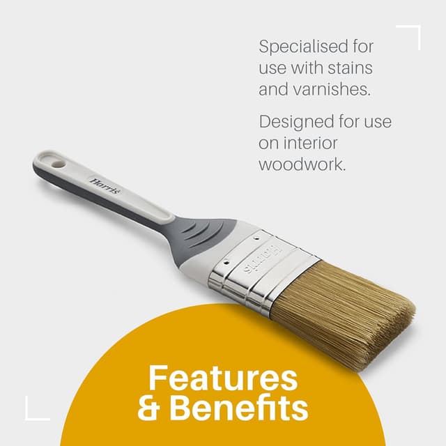 Detalle de Harris Seriously Good Woodwork Stain & Varnish Paint Brushes (3-pack) – 1", 1.5" and 2" in Grey