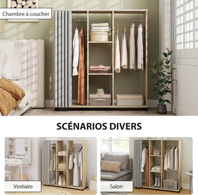 Thumbnail 4 de HOMCOM Armoire penderie 120 x 40 x 128 cm