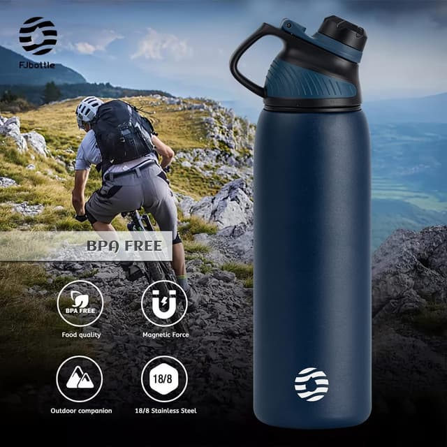Detalle de Fjbottle Stainless Steel Water Bottle with Magnetic Lid (BPA-free, Vacuum Insulated) 600ml–1.5L