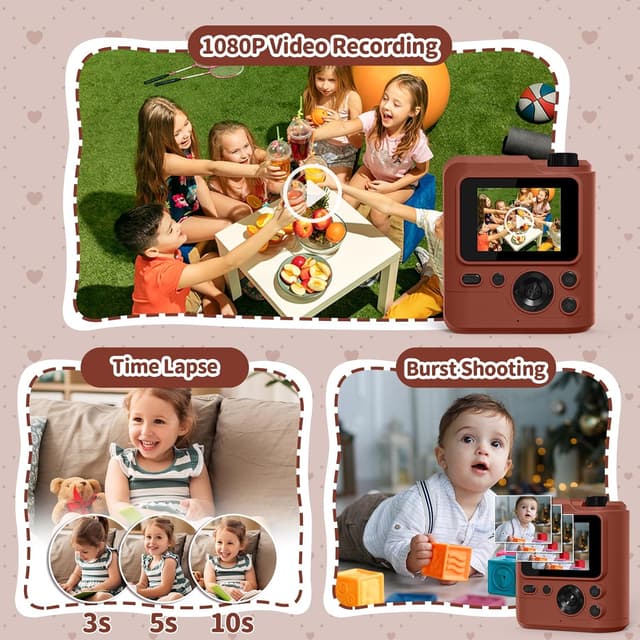 Detalle de Gofunly Sofortbildkamera Kinder mit 1080P, 32 GB Karte & Sofortdruck-Papier (3–12 Jahre)
