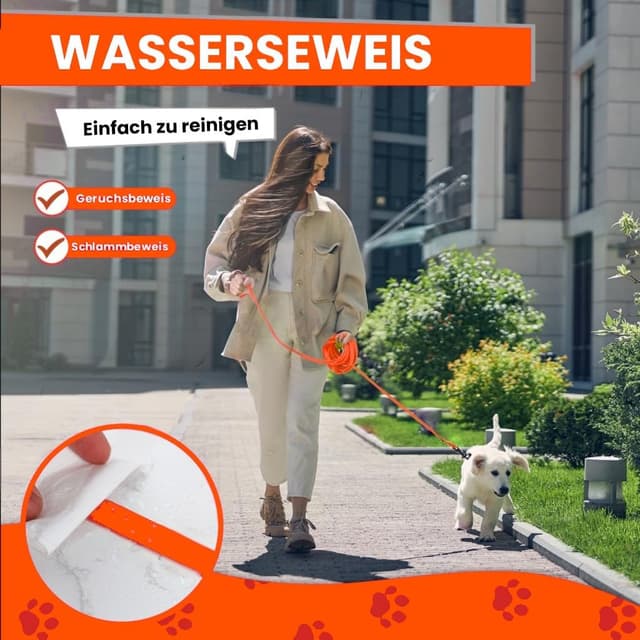 Detalle 2 de Loutep Biothane Schleppleine für Hunde – Lange Lauf-/Trainingsleine in 3, 5, 10, 15 oder 20 m