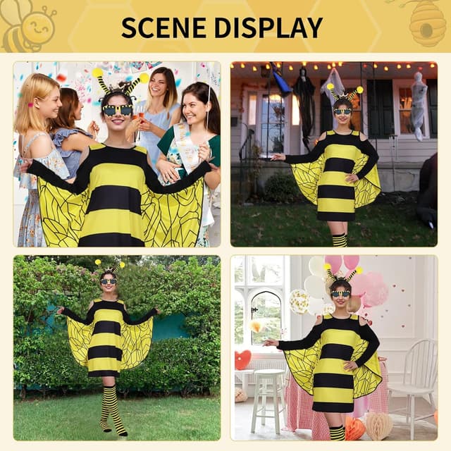 Detalle de DUDUMILA Bienen-Kostüm für Erwachsene inkl. Accessoires für Fasching & Karneval