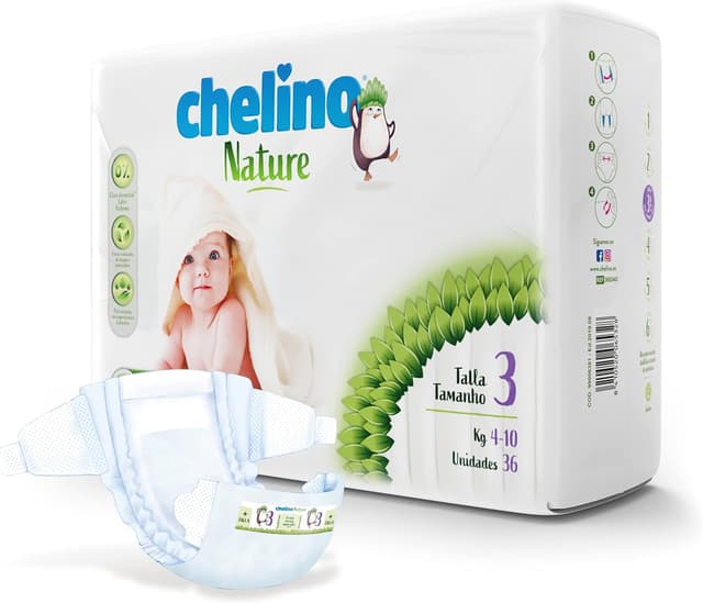 Detalle 2 de Chelino Pañal Nature Talla 3 216 unidades 👶