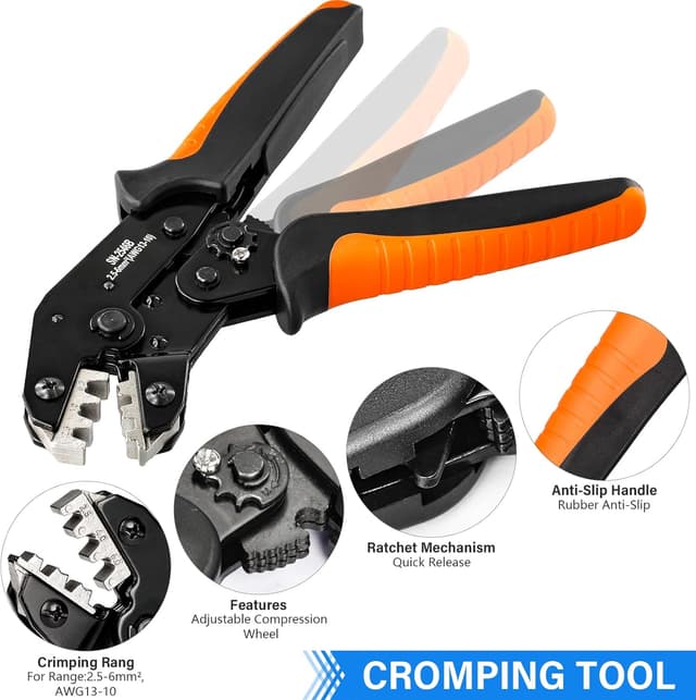 Detalle de Cnauo Solar Crimpzange Set für PV-Kabel 2,5/4/6 mm² mit Steckern (IP68) und Zubehör