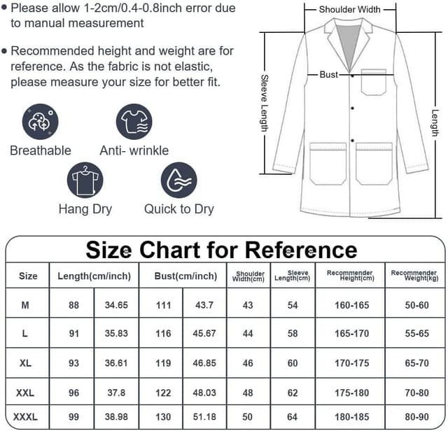 Thumbnail 5 de AUYAO Weißer Laborkittel Damen Herren 🥼