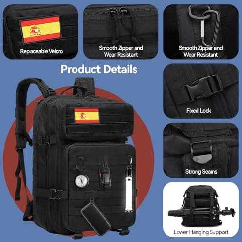 Thumbnail 5 de Delgeo Mochila Tactica 45L Militar,Gran Capacidad 45 * 30 * 20cm Mochila,Plegable Impermeable Mochila Para Montañismo,Senderismo,Camping y Viajes
