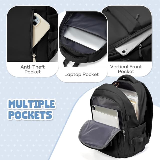 Detalle de HYC00 lightweight school backpack for teenage girls (waterproof, multi-pocket, 20L)