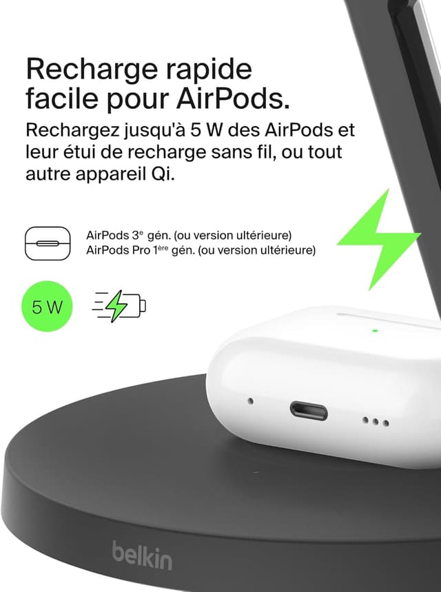 Thumbnail 4 de Belkin BoostCharge Station 3-en-1 Qi2 Noir