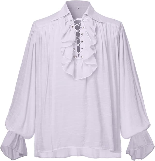 Detalle de GRACEART Medieval Nordic & Pirate Renaissance Shirt (men’s or women’s) – lyocell gothic captain style