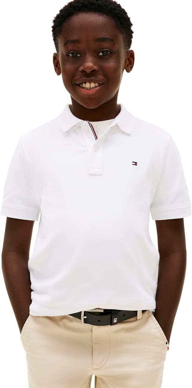 Detalle de Polo Tommy Hilfiger Flag Polo SS Kb0kb09103 en pur coton pour garçon