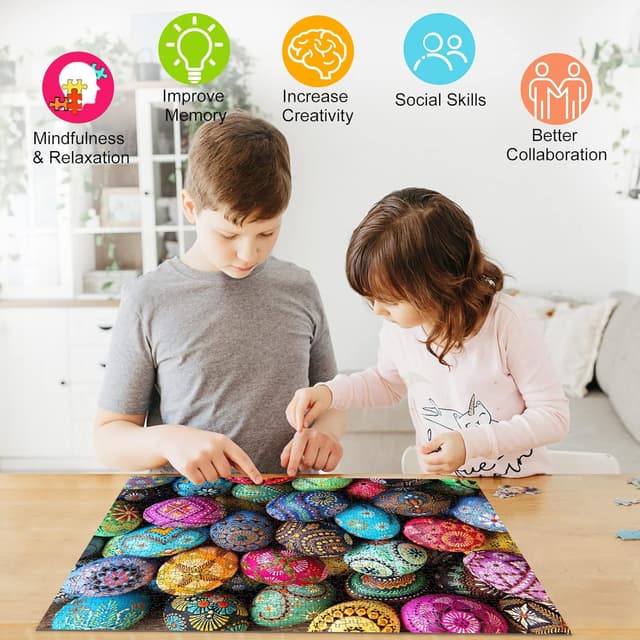 Detalle de HUADADA 1000-Piece Jigsaw Puzzle for Adults (Spring Easter Egg Theme), 70cm x 50cm